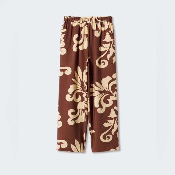 Mango Pants - Mango Wide-Leg Printed Pants XL